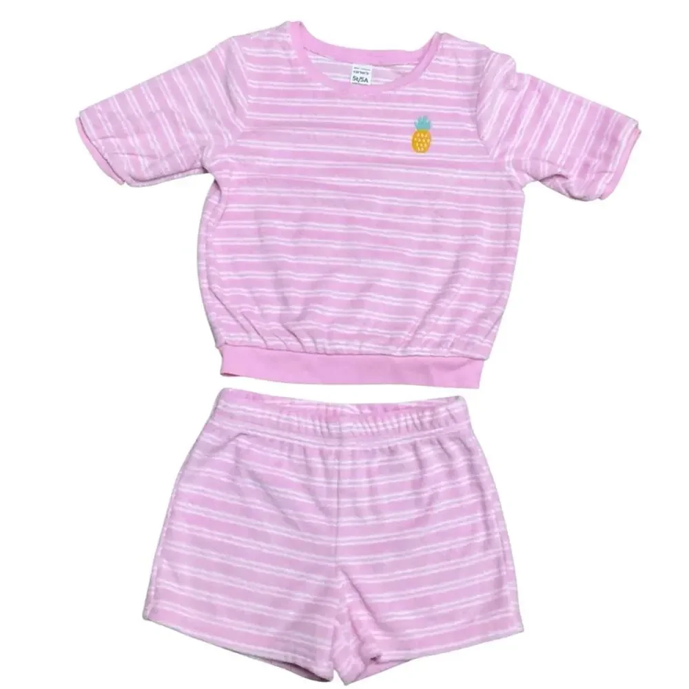 Carter's Girl Striped Terry Top & Shorts Set Pink Size 5T NWT